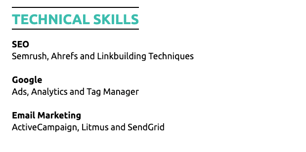 additional tips for skills section