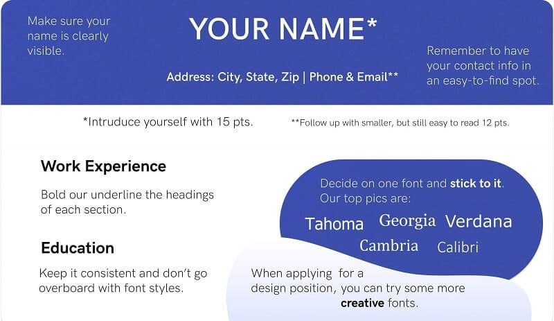 typography tips for resume writing