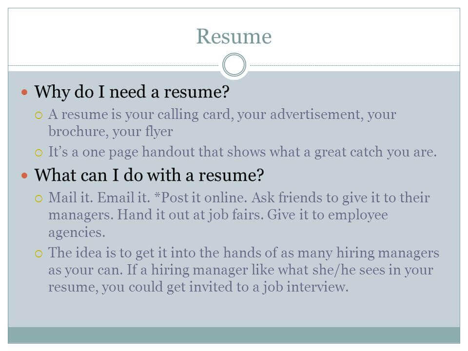 why do i need a resume
