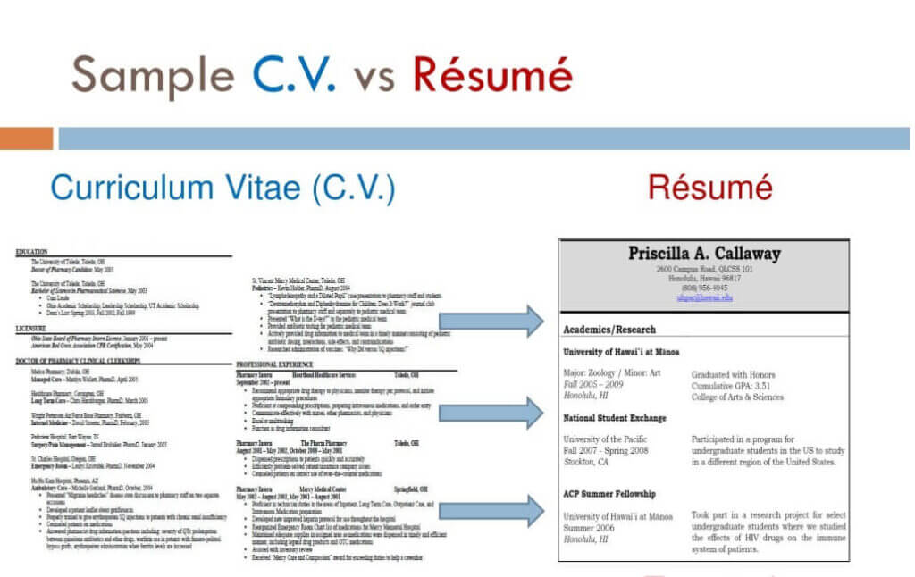 difference between cv vs resume